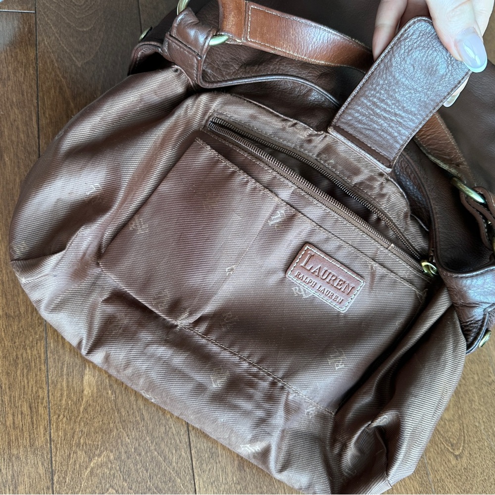 Vintage Lauren Ralph Lauren Dark Brown Leather Shoulder Bag - Picture 11 of 16